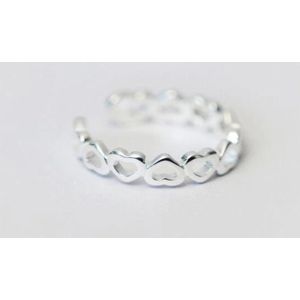 Ring dames | zilveren dames ring | 925 zilver plated | hartjes ring | ring met hartjes | one size ring | verstelbare ring | cadeau voor vrouw | vriendschapsring | liefdescadeau voor haar | valentijn | valentijnscadeautje