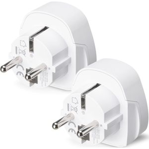 kwmobile reisstekker UK naar EU – Geschikt voor stopcontacten type C, E en F - Set van 2 stuks - Reisadapters - Wit