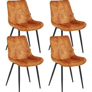 Colenis® - Verta Eetkamerstoel - Set Van 4 - Honey - Adoré Velvet - Industrieel