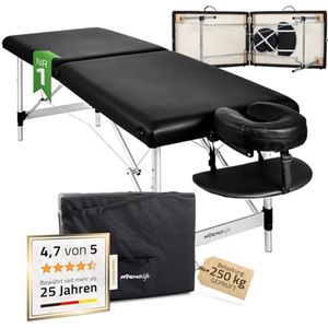 Inklapbare Aluminium Massage Tafel - 2-Zone, 165 x 60 cm, Tot 250 kg, Met Hoofdsteun en Draagtas