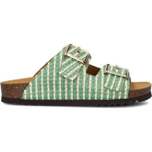 Scholl Dames Slippers Noelle Raffia Groen - Maat 37