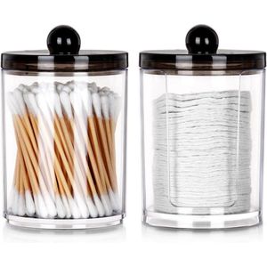 Wattenschijfjes en Wattenstaafjes Houder 2 stuks - Wattenschijfjeshouder - Dispenser - Make Up Remover Pads - Wattenstaafjeshouder