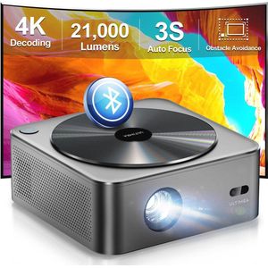 Full HD 1080P Beamer met Auto Focus en 6D Keystone Correctie - 4K Thuisbioscoop Projector, 700 ANSI Lumen, 5G WiFi en Bluetooth, Buitenprojector voor iOS