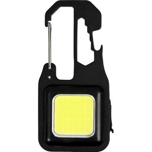 Hofftech Compacte sleutelhanger zaklamp - 380 lumen - oplaadbaar - met karabijnhaak - zwart