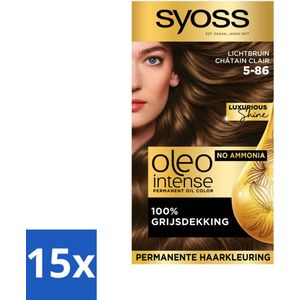 SYOSS - Oleo Intense 5-86 - Haarverf - Permanente Haarkleuring - Lichtbruin - Langdurige Kleur - Bulkverpakking - 15 stuks