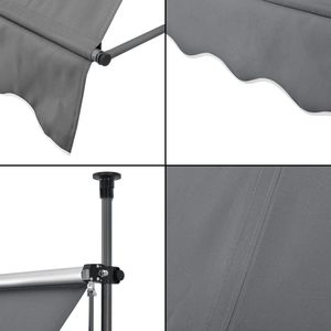 Klemluifel Elisa - Luifel Uitschuifbaar - Grijs - 400x120 cm - Staal en Stof - Waterafstotend - UV Bescherming