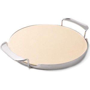 3352cm pizzasteen met metalen houder voor pizzaoven gasgrill houtskoolgrill - Kamado - geschikt voor Weber Gourmet BBQ-systeem pizza stone