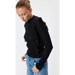 Ronde kraag Ruches Gedetailleerd Sweater