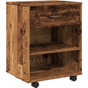 vidaXL Rolkast - 46x36x59 cm - Oud Houtkleurig Rolkast - Rolkasten -kast - Opbergkast Op Wielen