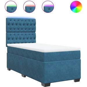 vidaXL - Boxspring - met - matras - fluweel - blauw - 80x200 - cm