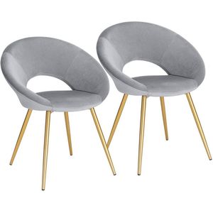 Rootz Set van 2 eetkamerstoelen - Met fluweel beklede stoelen - Gouden metalen poten - Ergonomisch en esthetisch ontwerp - Stabiel en duurzaam - Antislipeigenschappen - 78 cm x 35 cm x 45 cm