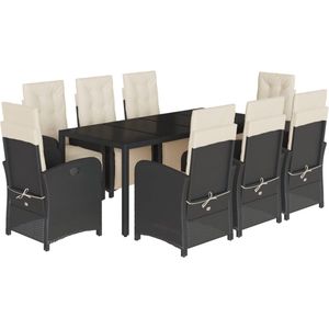 vidaXL - 9-delige - Tuinset - poly - rattan - zwart