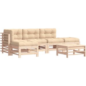 VidaXL Loungeset 6-delig met Kussens Massief Hout