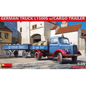 1:35 MiniArt 38023 German Mercedes Truck L1500S with Cargo Trailer Plastic Modelbouwpakket