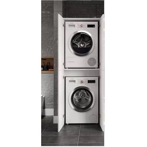 Wasmachine/wasdroger kast om de droger boven de wasmachine te plaatsen met deuren