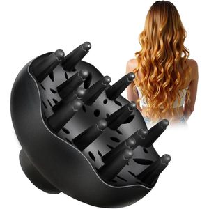 Diffuser-opzetstuk voor föhn, föhnmondstuk-specifieke haardiffuser voor krullend haar en natuurlijk golvend haar, geschikt voor föhns van 4,3-5,3 cm (zwart)