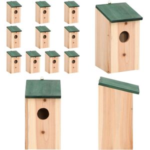 vidaXL Vogelhuisjes 10 st 12x12x22 cm massief vurenhout - Vogelhuisje - Vogelhuisjes - Vogelhuis - Vogelhuizen