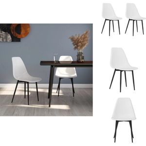 vidaXL Eetkamerstoel - Eetkamerstoelen - Keukenstoel - Keukenstoelen - Eetkamerstoelen 2 st PP wit