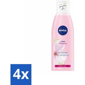 4 x NIVEA - Gezichtstonic - Essentials Verzachtende Tonic - Voor droge & gevoelige huid - Met Amandelolie & Hydramine - 200 ml - Gezichtswater - Toner - Droge Huid - Gevoelige Huid - NIVEA Essentials