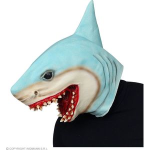 Widmann - Haai & Inktvis & Dolfijn & Walvis Kostuum - Hongerige Haai Masker Australie - Blauw - Halloween - Verkleedkleding