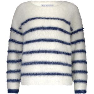 Red Button - Indigo Gestreepte Fluffy Trui - Wit - Dames - Nylon