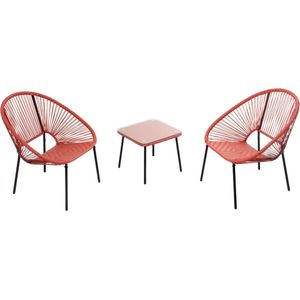 Concept-U - Set van 2 fauteuils + salontafel terracota ACAPULCO