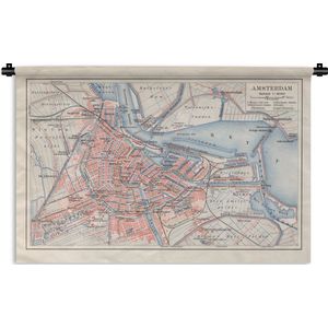 Wandkleed Amsterdam illustratie - Illustratie van een stadsplattegrond van Amsterdam Wandkleed katoen 180x120 cm - Wandtapijt met foto XXL / Groot formaat!