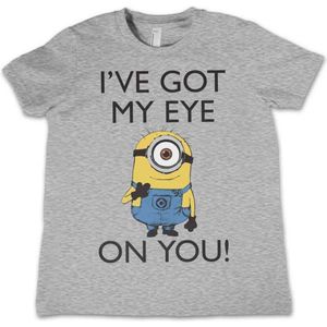 Minions Kinder Tshirt -Kids tm 4 jaar- I Got My Eye On You Grijs