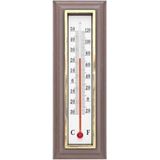 2x Thermometers binnen en buiten donkerbruin 5 x 16 cm