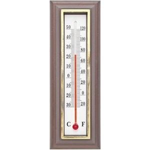 2x Thermometers binnen en buiten donkerbruin 5 x 16 cm