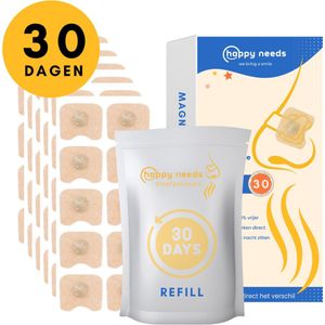 HAPPY NEEDS® Magnetische Neusstrips Navulling - 60 stuks - Refill - 30 dagen voorraad - Neuspleisters - Neusspreider - Beter slapen en sporten - Huidvriendelijk - Ideaal bij verkoudheid - Anti Snurk