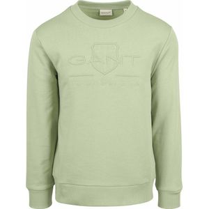 Gant Sweater Embossed Logo Lichtgroen - Maat XL - Heren - Sweaters