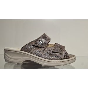 Fidelio - Hallux Hedi - Slipper - Taupe Python - Met Klittebanden