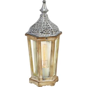 EGLO Vintage - Tafellamp - 1 Lichts - Zilver - Helder Glas