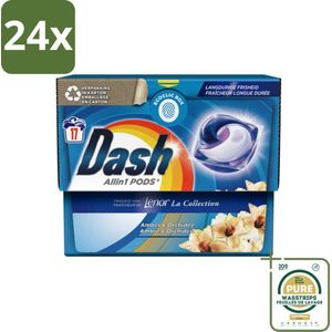 Dash - Lenor Collectie - Wasmiddel Capsules - All-in-1 Pods - Witte en Gekleurde Was - Amber & Orchidee - 17 Wasbeurten - Voordeelverpakking - 24 stuks - Waspoeder - Vlekkenverwijderaar