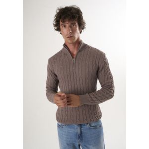 Felix Hardy - Trui - Bruin - Sweatstof - Opstaande Kraag