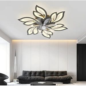 5 Kop Bloem Ventilator - Plafondventilator - Zwart - Dimbaar - 6 Standen Ventilator - Keuken Lamp - Woonkamerlamp - Moderne Ventilator Lamp