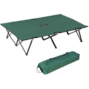 Outsunny - Campingbed - voor 2 Personen - Opvouwbaar - met Draagtas - Groen