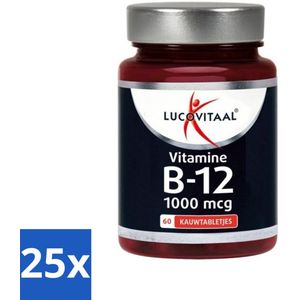 25 x Lucovitaal - Vitaminen - B12 - 1000 Micogram - Kersensmaak - 60 Kauwtabletten - Vitamine B12 - Energie - Vermoeidheid - Geheugen - Concentratie