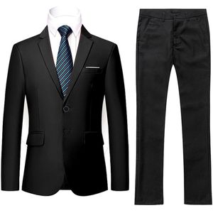 Allthemen Heren Tweeknoops Tweedelig Pak - Gekartelde Kraag - S