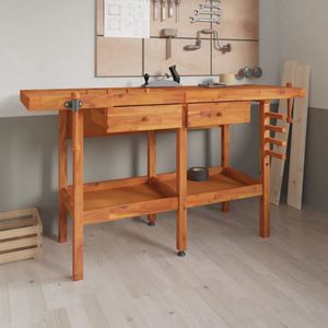 vidaXL Werkbank - Werkbanken - Werktafel - Werkstation - Werkbank met lades en bankschroeven 162x62x83 cm acaciahout