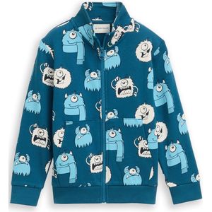 Tom Tailor - Sweatvest - Bluish - All-over Monsterprint - Voor Kids