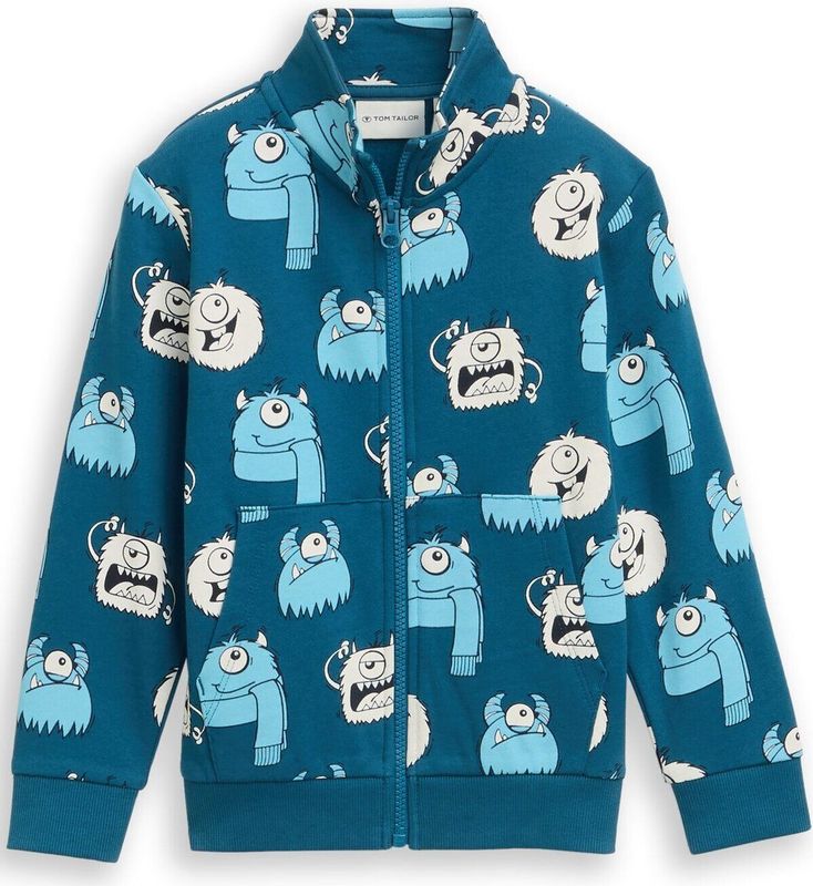 Tom Tailor - Sweatvest - Bluish - All-over Monsterprint - Voor Kids