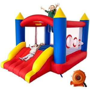 Springkasteel met ventilator voor kinderen - Extra groot opblaasbaar speeltoestel voor binnen en buiten - 315 x 245 x 194 cm