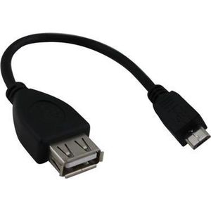 Scanpart Micro USB adapter kabel 15 cm - Micro USB (M) naar USB A (M) - Geschikt voor smartphone of tablet - OTG - On The Go kabel - Zwart