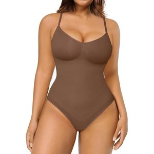 Women's Shaping Bodysuits - Seamless Full Bodysuit with Tummy Control and Back Support - Adjustable and Removable Shoulder Straps - FeelinGirl