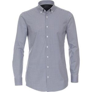 VENTI modern fit overhemd - jersey - blauw dessin - Strijkvriendelijk - Boordmaat: 37