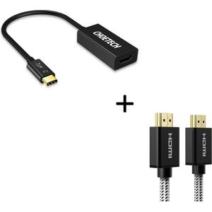 Choetech - USB-C naar HDMI adapter - 4K resolutie - Incl. HDMI kabel - Zwart