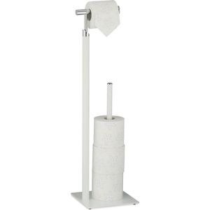 Relaxdays toiletrolhouder staand - wc-rolhouder wit - closetrolhouder - reserverolhouder