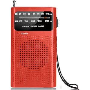 Premes - Draagbare Noodradio - Rood - AM/FM - Op Batterijen - Telecopische Antenne
